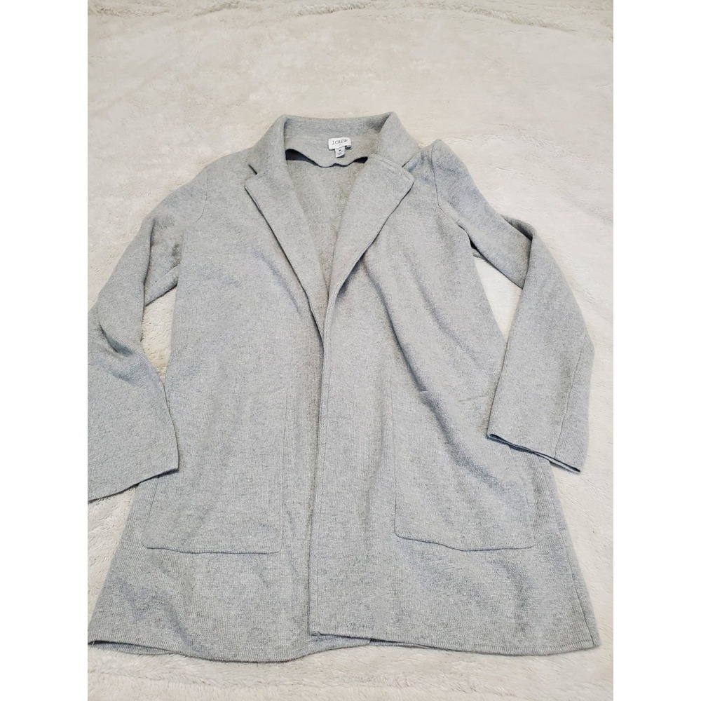 J. Crew Gray Knit Open Drape Long Cardigan Medium Basic Classic Casual Fisherman